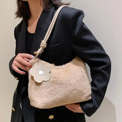 Women Plush Bags Party Soft Plush Handbags Winter Clutches Bag