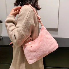 Women Plush Bags Party Soft Plush Handbags Winter Clutches Bag