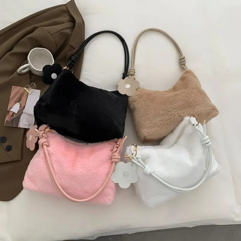 Women Plush Bags Party Soft Plush Handbags Winter Clutches Bag
