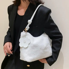 Women Plush Bags Party Soft Plush Handbags Winter Clutches Bag