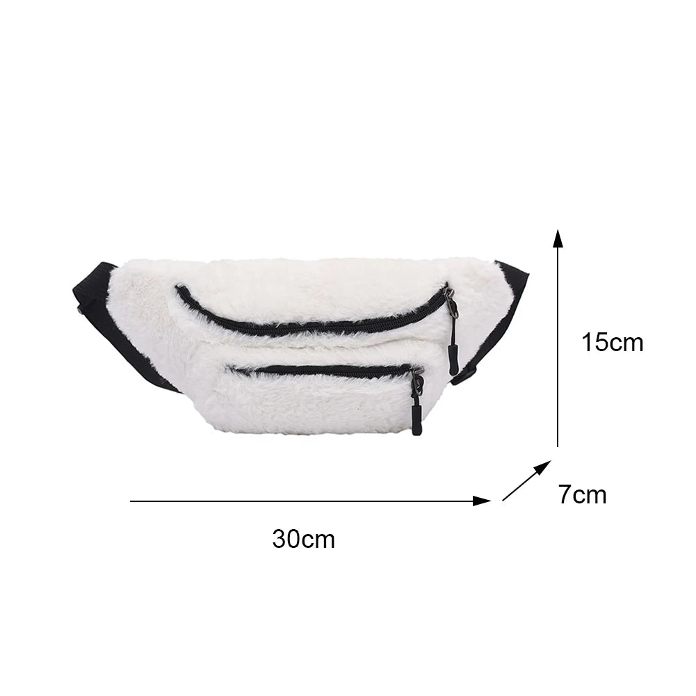 Women Plush Chest Bag Solid Belt Shoulder Crossbody Chest Bag Female Fanny Pack