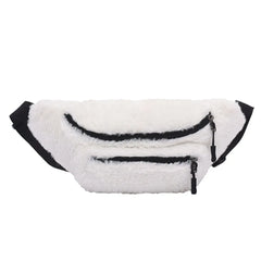 Women Plush Chest Bag Solid Belt Shoulder Crossbody Chest Bag Female Fanny Pack