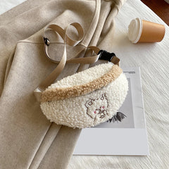 Women Plush Fur Bear Pattern Handbag Winter Mini Shoulder Bag