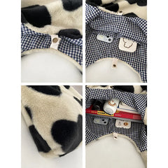 Women Plush Heart-shaped Tote Canvas Shoulder Bag Fluffy Fur Handbags