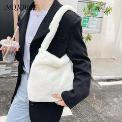 Women Plush Leopard Love Heart Shoulder Bag Autumn Winter Handbags