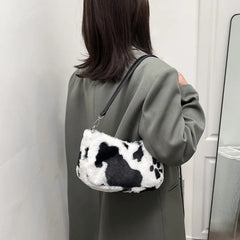 Women Plush Love Handbags Autumn/Winter Shoulder Bags Geometric Pattern Bags