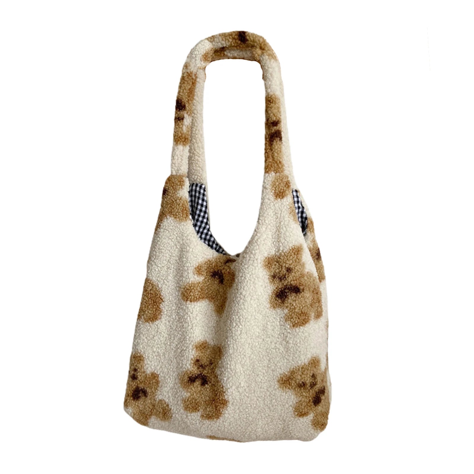 Women Plush Sheep Handbags Girl Lamb Like Fabric Shoulder Bag