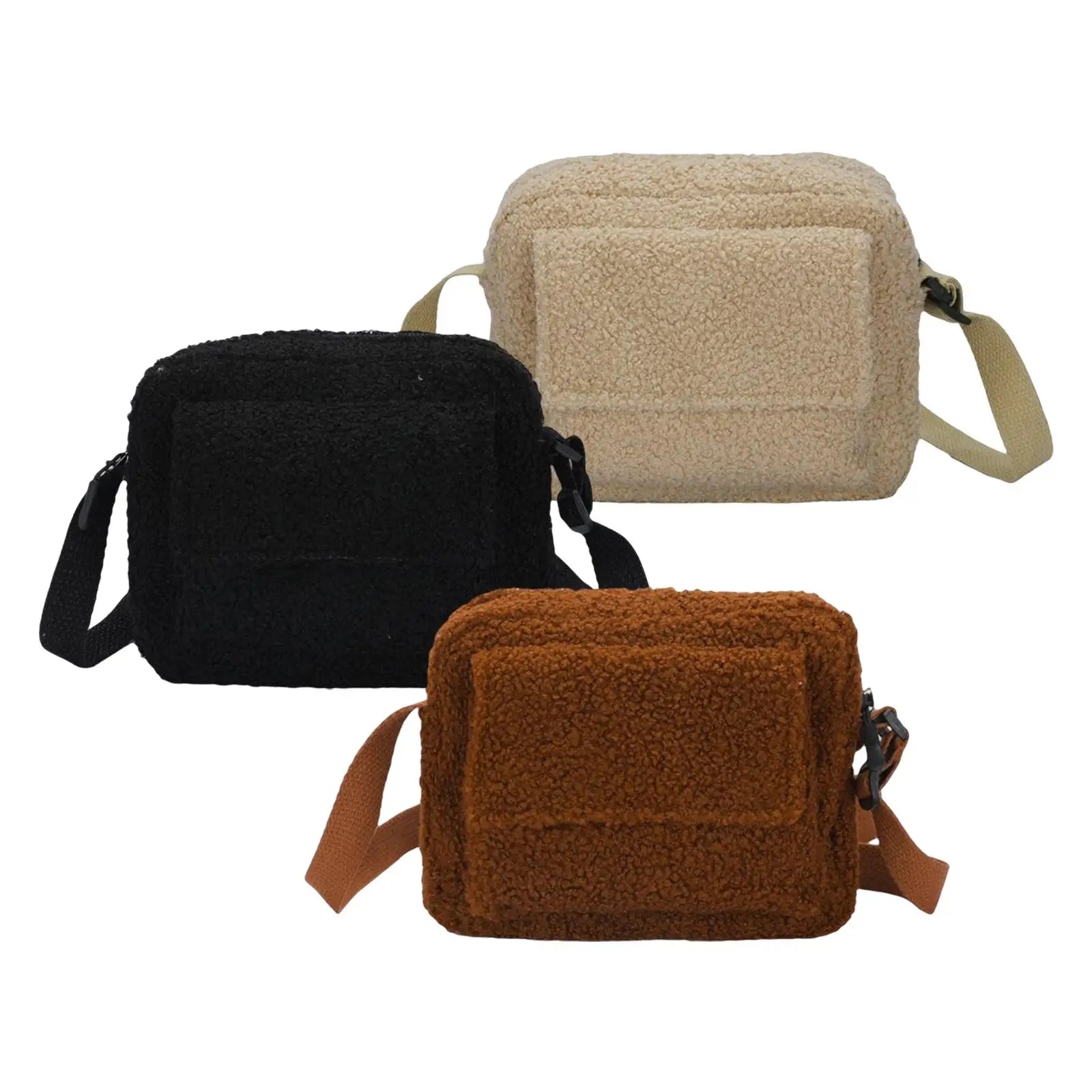 Women Plush Shoulder Bag Furry Stylish Casual Underarm Bag for Shopping