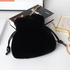 Women Plush Shoulder Bag Soft Faux Fur Mink Fur Ladies Crossbody Shopping Bag