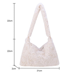 Women Plush Shoulder Bag Fluffy Warm Autumn Winter Tote Bag