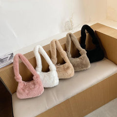 Soft Plush Shoulder Bag Autumn Winter Fluffy Tote Handbag