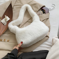 Soft Plush Shoulder Bag Autumn Winter Fluffy Tote Handbag