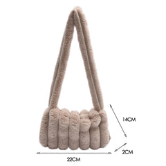 Women Plush Shoulder Bag Winter Warm Shopping Bags