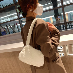 Women Plush Shoulder Bag Winter Warm Shopping Bags