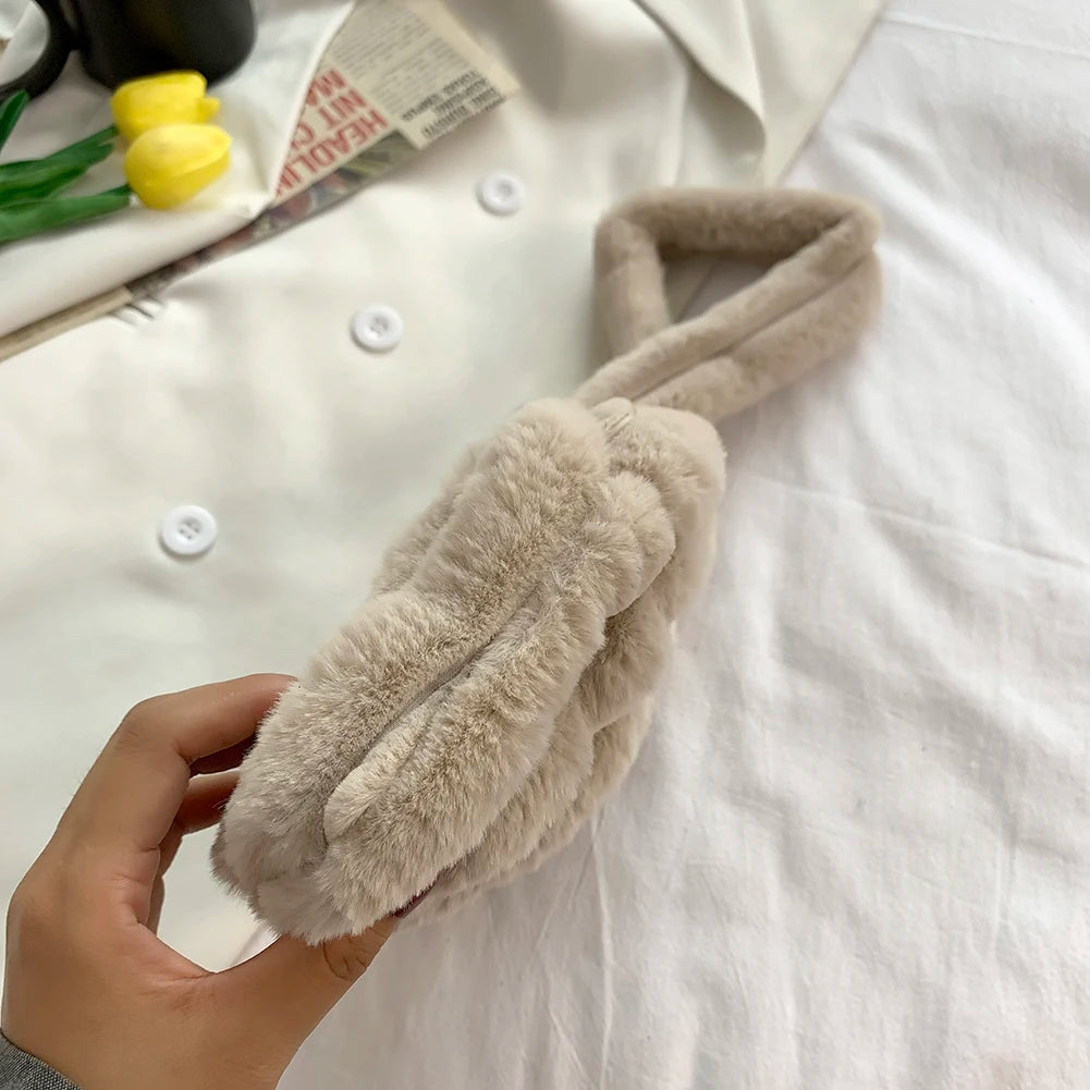 Women Plush Shoulder Bag Winter Warm Shopping Bags