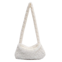 Women Plush Solid Shoulder Bag Female Winter Warm Shopping Bags
