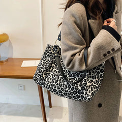 Leopard Shoulder Bag Tote Canvas Bag