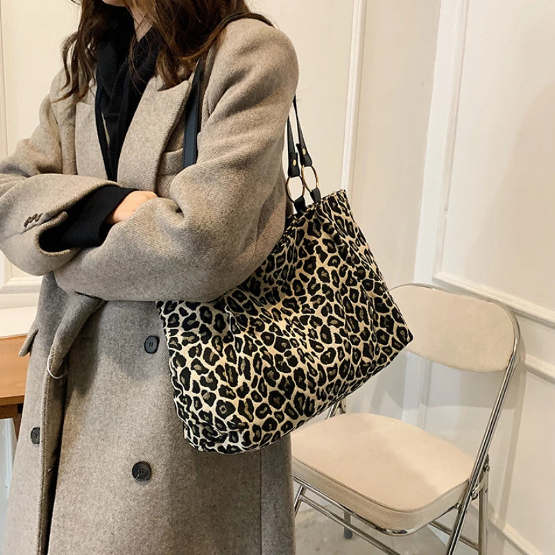 Leopard Shoulder Bag Tote Canvas Bag