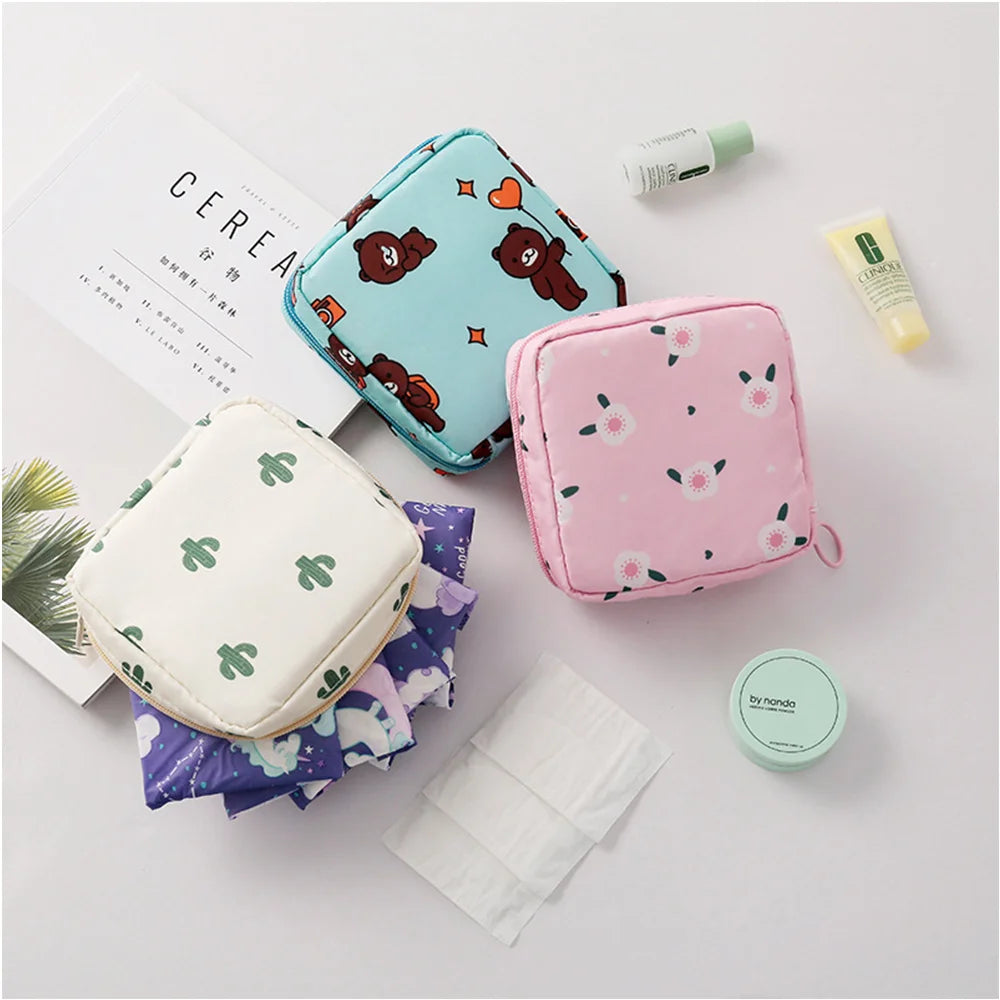 Women Sanitary Pads Storage Bag Tampon Pouch Cosmetic Organizer
