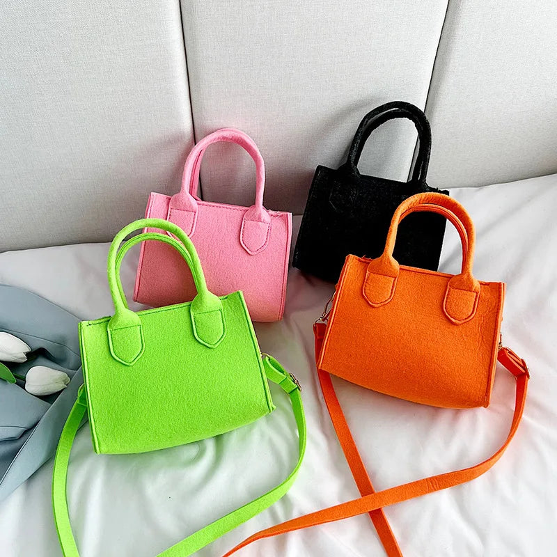 Women Felt Mini Purse Tote Bag Shoulder Message Bag Portable Crossbody Handbag