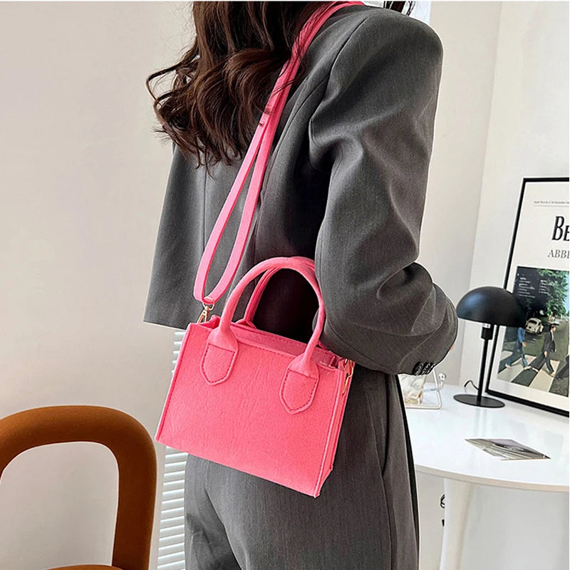 Women Felt Shoulder Bag Mini Purse Crossbody Handbag Tote Bag
