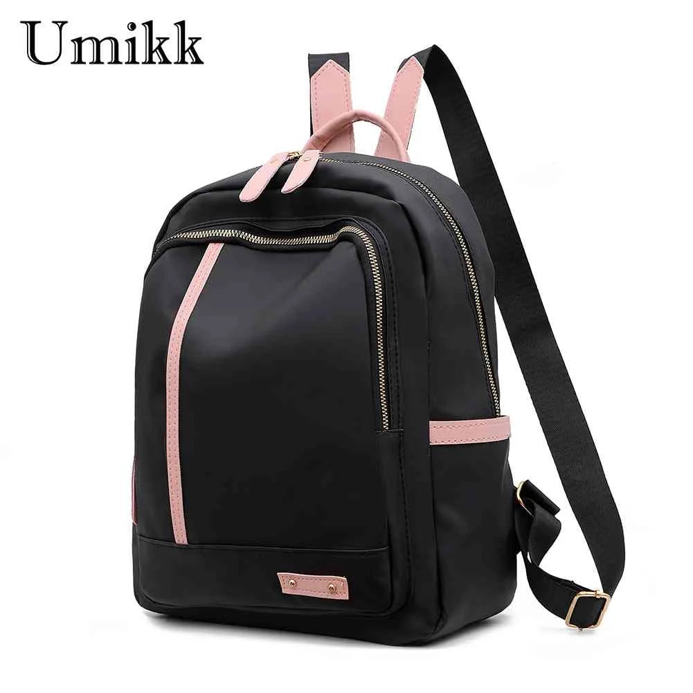 Women Preppy Style Backpack Contrast Rucksack Ladies Casual Handbag