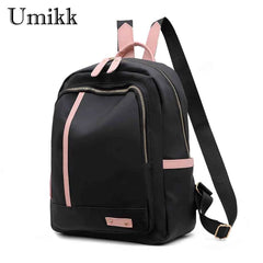 Women Preppy Style Backpack Contrast Rucksack Ladies Casual Handbag