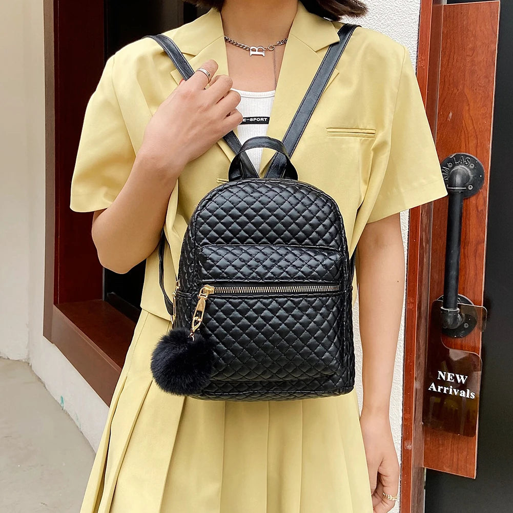 Women Preppy Style PU Leather Backpack Small Rucksack