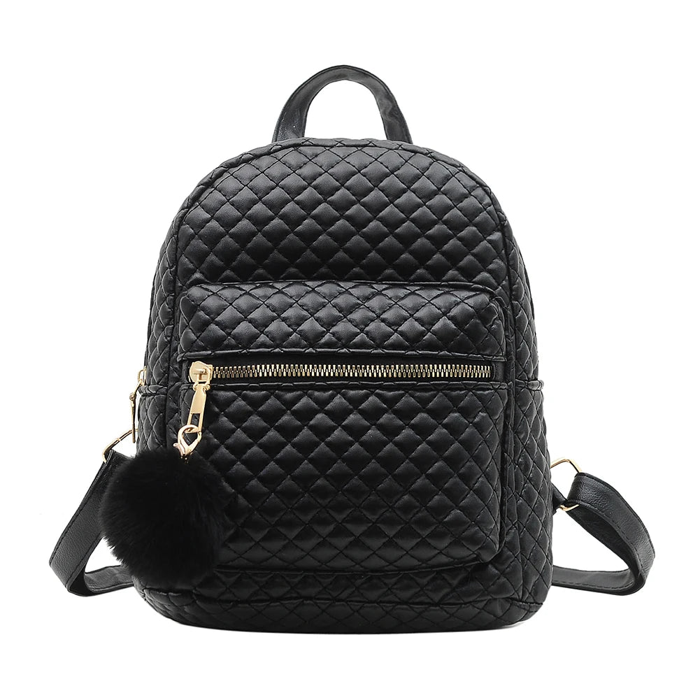 Women Preppy Style PU Leather Backpack Small Rucksack