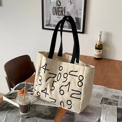 Women Print Canvas Shoulder Bag Large Capacity Stylish Totes