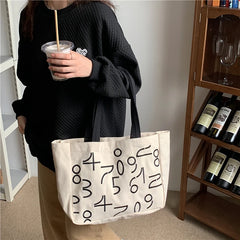 Women Print Canvas Shoulder Bag Large Capacity Stylish Totes