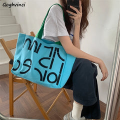 Women Print Canvas Shoulder Bag Large Capacity Stylish Totes
