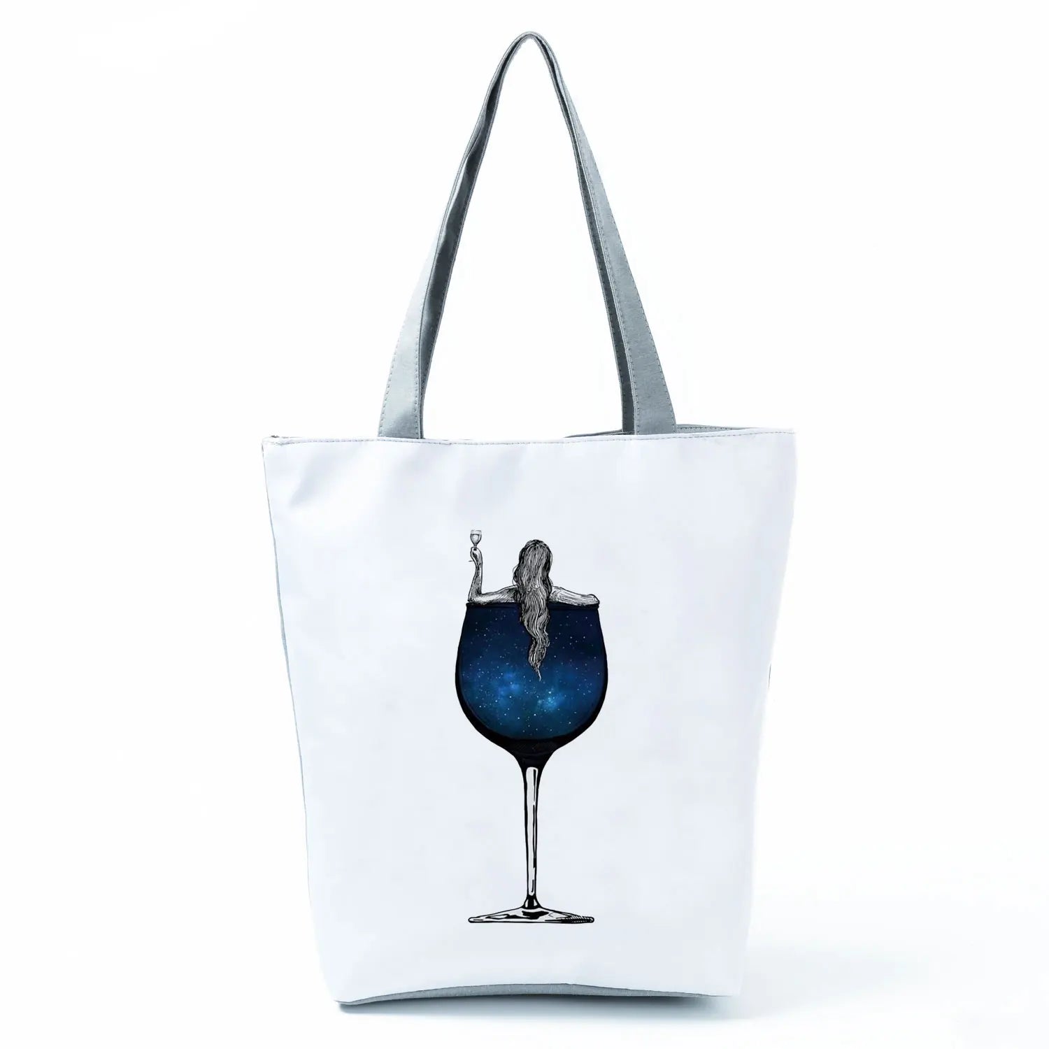 Women Printed Wine Lady Tote Casual Cartoon Print Handbag