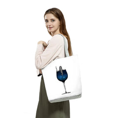 Women Printed Wine Lady Tote Casual Cartoon Print Handbag