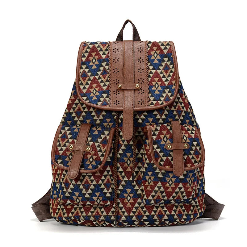 Women Printing Backpack Canvas School Bags For Teenagers Large Shoulder Bag