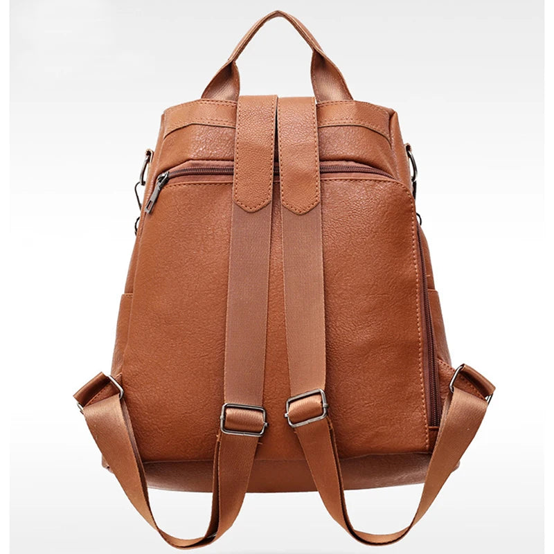 Women Pu Leather Backpack College Preppy School Bag For Student Laptop Girls Lad