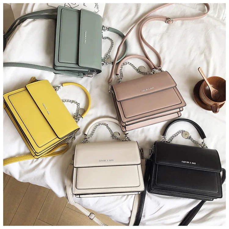 Women Leather Clutch Purse Chain Crossbody Messenger Bag