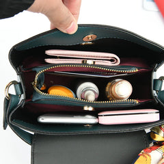 Women Pu Leather Handbag Shoulder Bag Solid Tote Lady Flap Crossbody Bag
