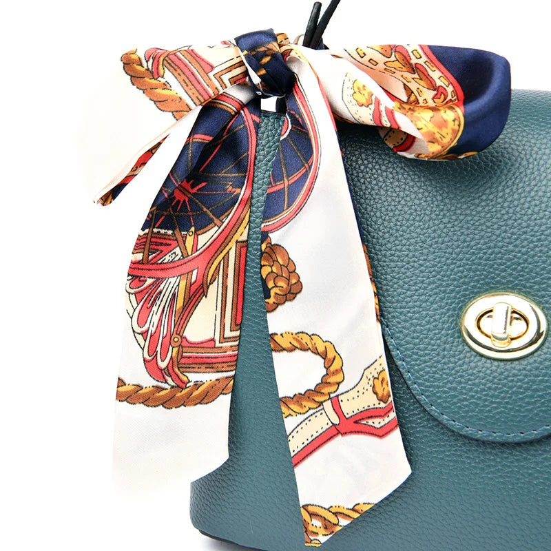Women Pu Leather Handbag Shoulder Bag Solid Tote Lady Flap Crossbody Bag