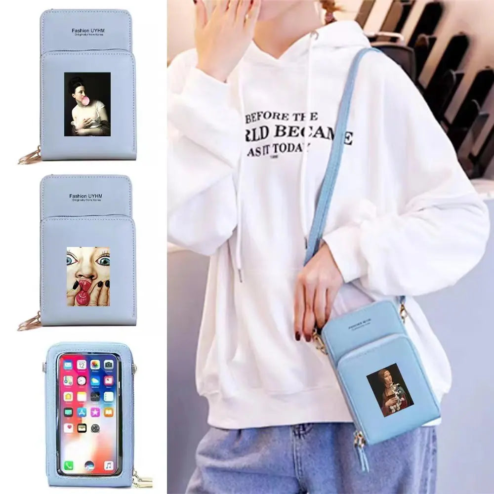 Women PU Leather Wallet Card Holder Mobile Phone Bag Crossbody Shoulder Bag
