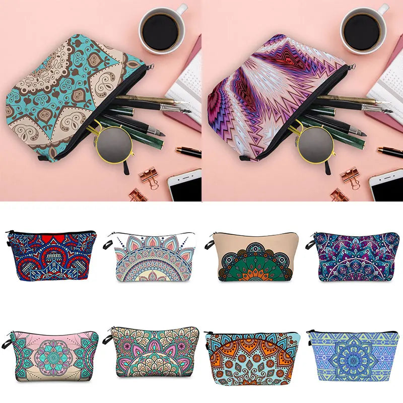 Women Purse Makeup Bag Clutch Organizer Plaid Cosmetic Pouch