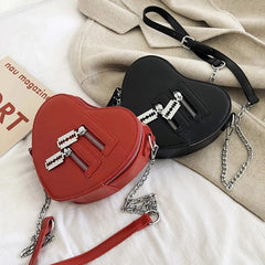 Red Heart Shape Shoulder Bag Women Chain Crossbody Bag
