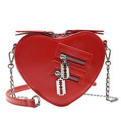 Red Heart Shape Shoulder Bag Women Chain Crossbody Bag