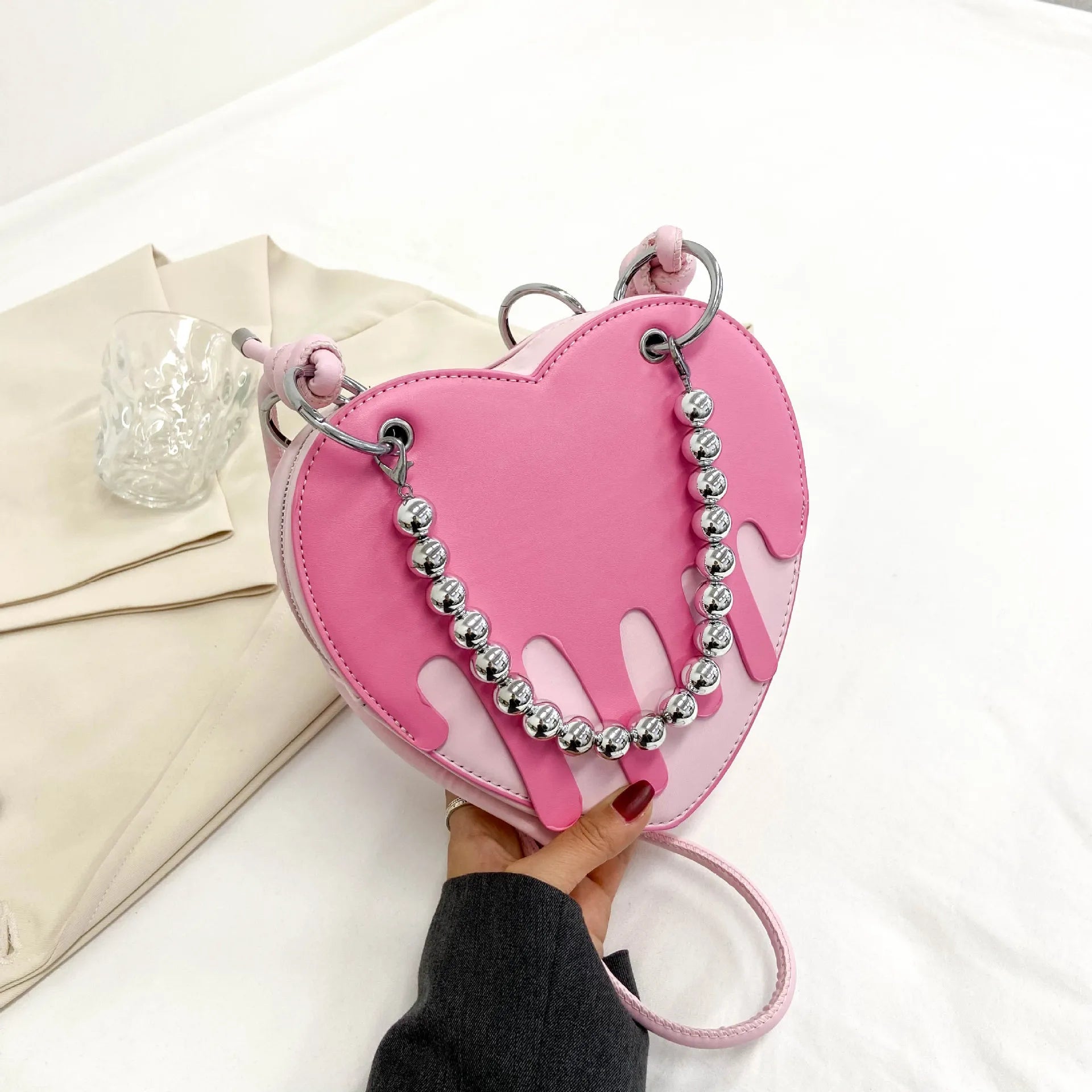 Heart Shape Shoulder Bag Women Chain Crossbody Bag Ladies Purse Clutch