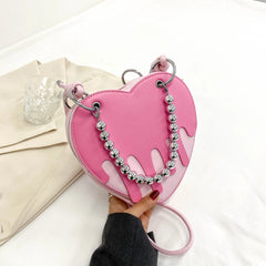 Heart Shape Shoulder Bag Women Chain Crossbody Bag Ladies Purse Clutch