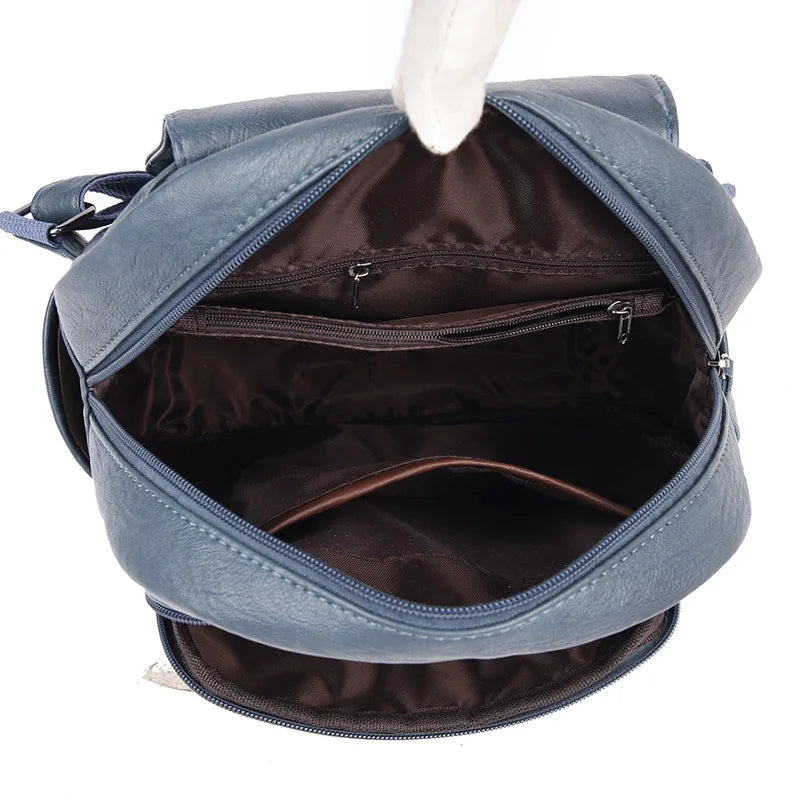Women Leather Backpacks for Girls Daypack Vintage School Bags Rucksack