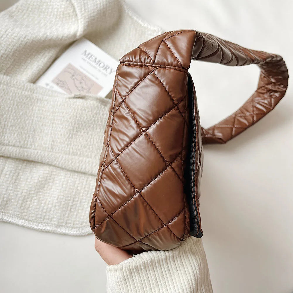 Quilted Shoulder Bags Nylon Space Padded Shoulder Bag