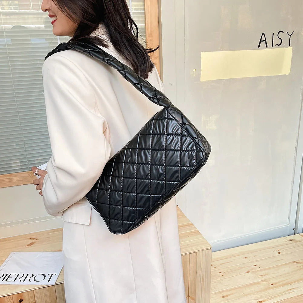 Quilted Shoulder Bags Nylon Space Padded Shoulder Bag