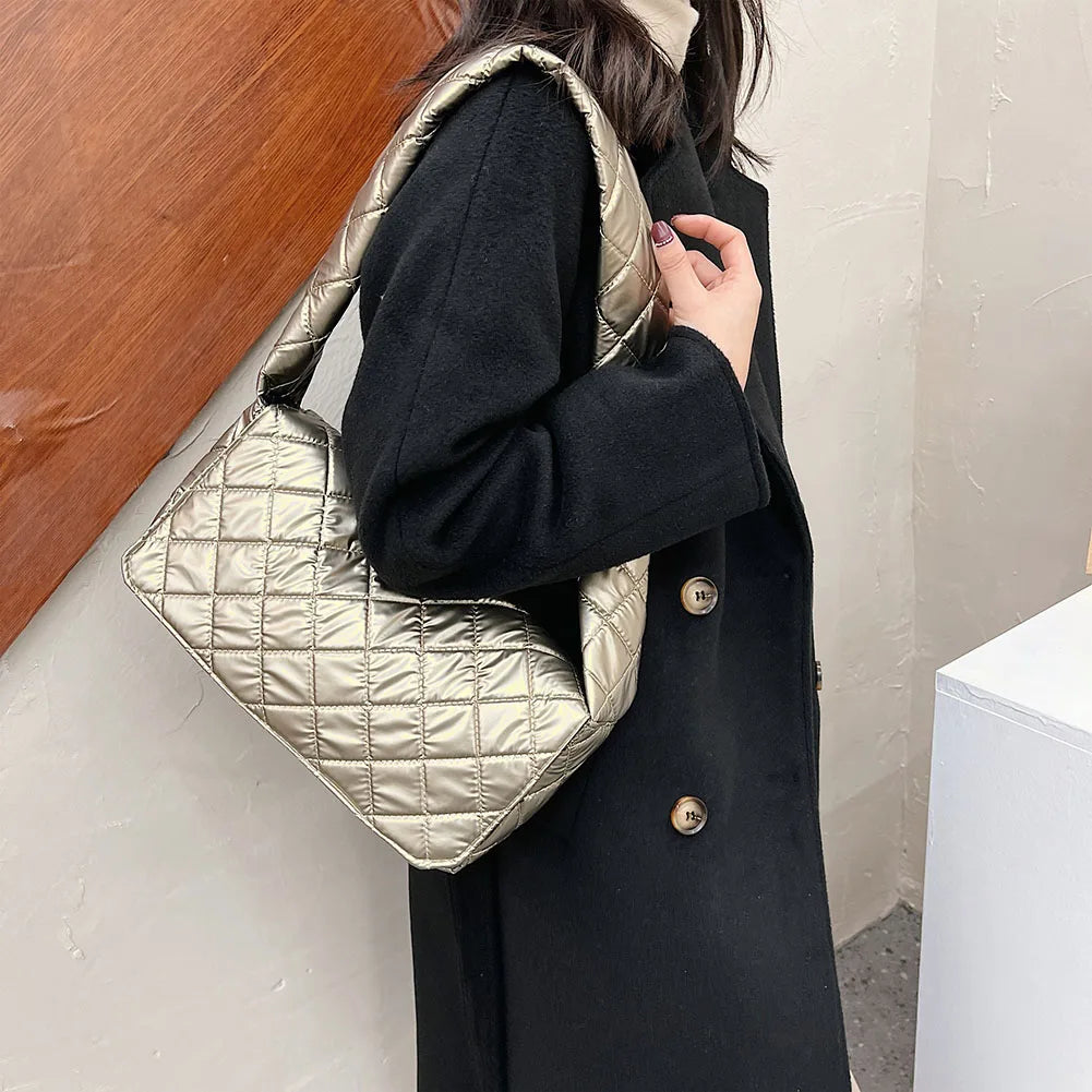 Quilted Shoulder Bags Nylon Space Padded Shoulder Bag