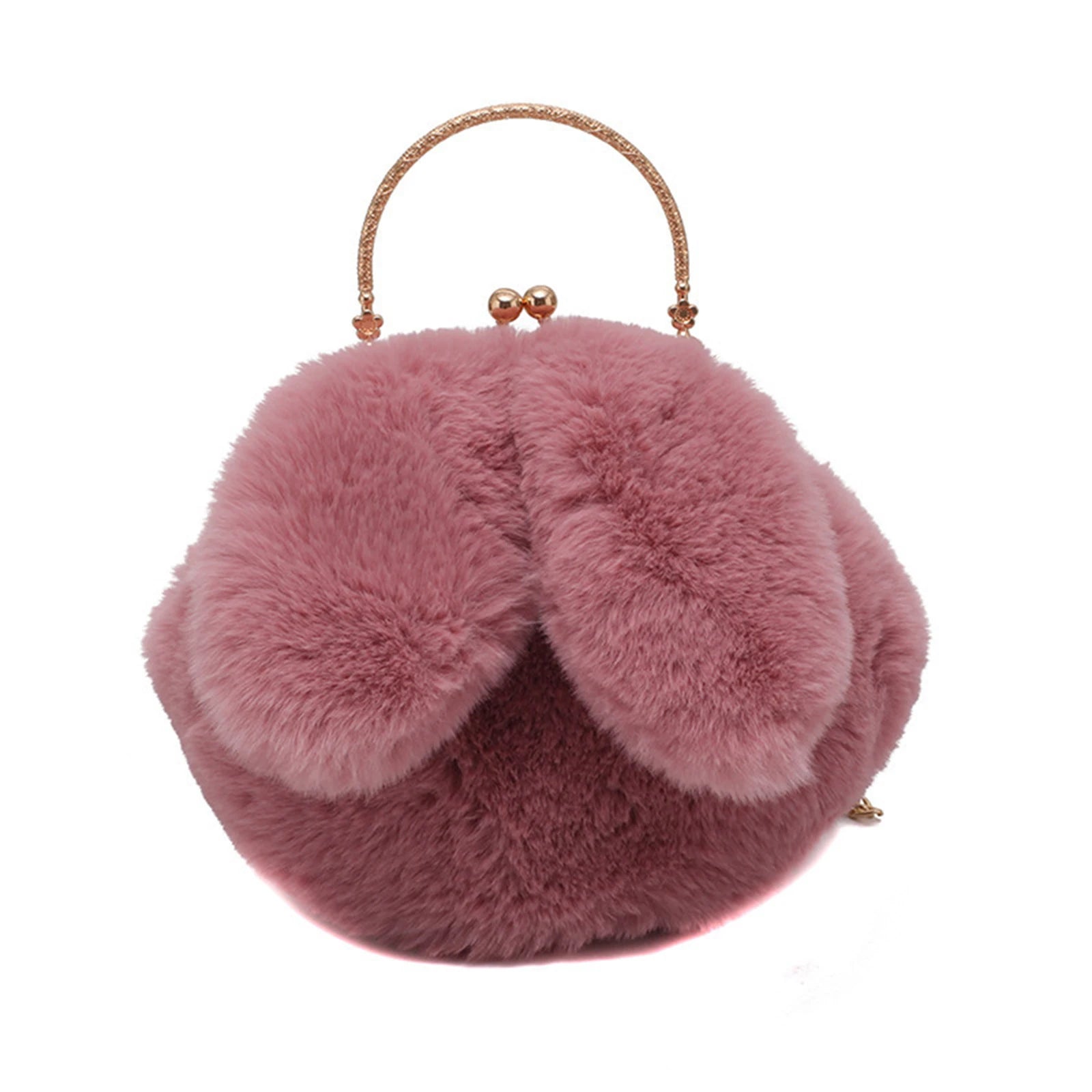 Women Rabbit Ear Chain Plush Bag Girls Evening Clutch Purse Handbag Shoulder